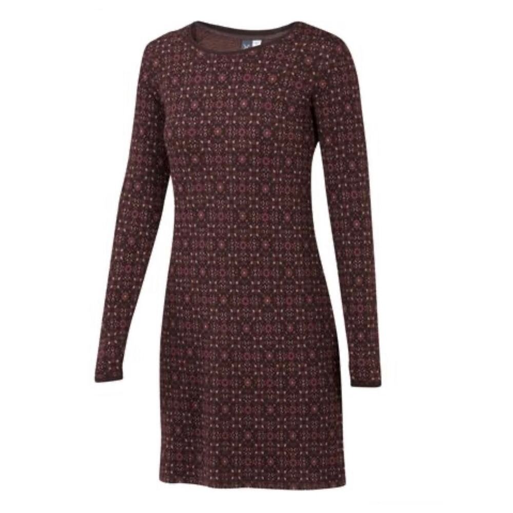 IBEX Juliet Annis Printed Long Sleeve Knit A Line Wool Mini Dress XS